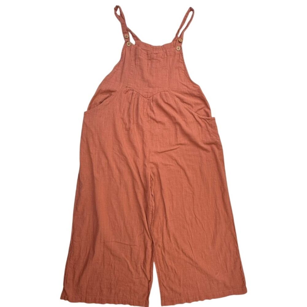 Natural Life Cotton Wide Leg Overall Jumpsuit Peach Coral Size Large